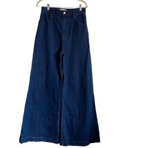 Rollas Wide Leg Flare Dark Wash High-Rise Jeans
